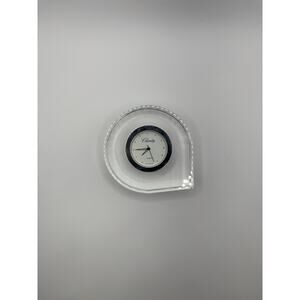 Clarity Crystal Quartz Desktop Clock Paperweight Working New Battery 2.75”